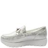 HEAVENLY FEET WOMENS WEDGE CHAIN LOAFER - SILVER